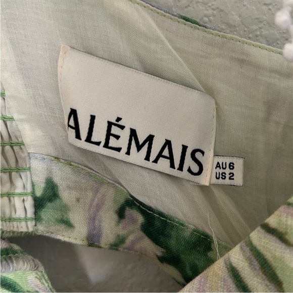 Alemais Astra Floral Cutout Linen Mini Dress Green - Picture 6 of 7